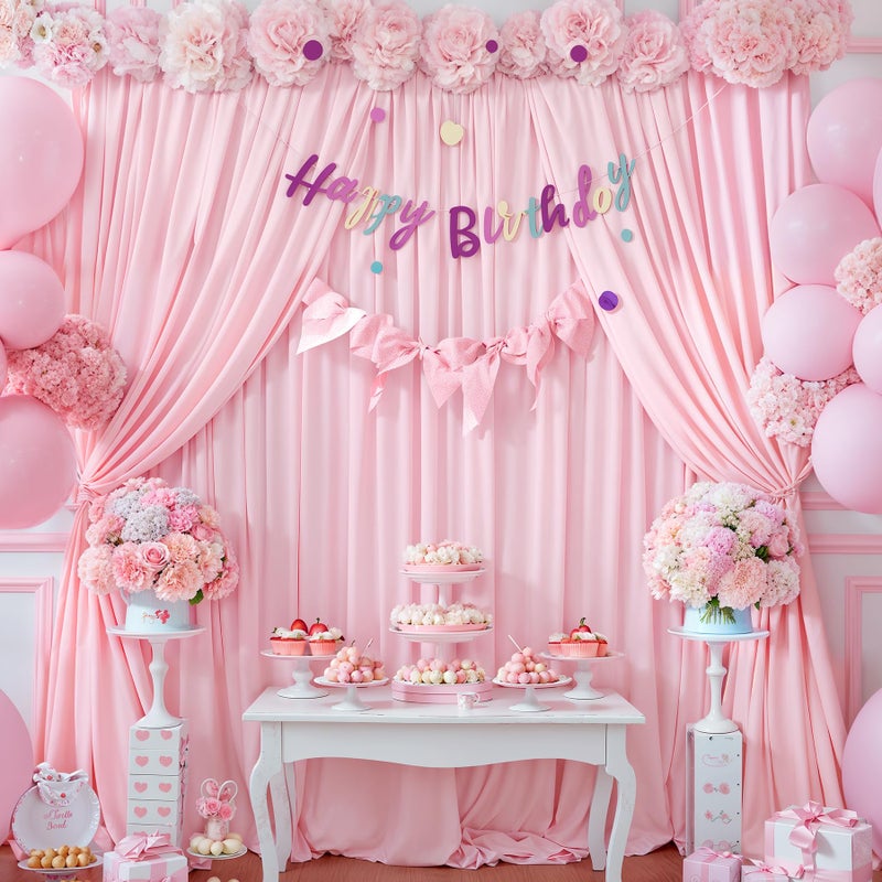 PARTISKY 8x10FT Baby Pink Backdrop Curtains for Wedding Parties, Wrinkle Free Polyester Photography Backdrop Drapes for Wedding Baby Shower Birthday Parties Stage Background Stand Decorations 4x10ft,2 Panels - Image 2