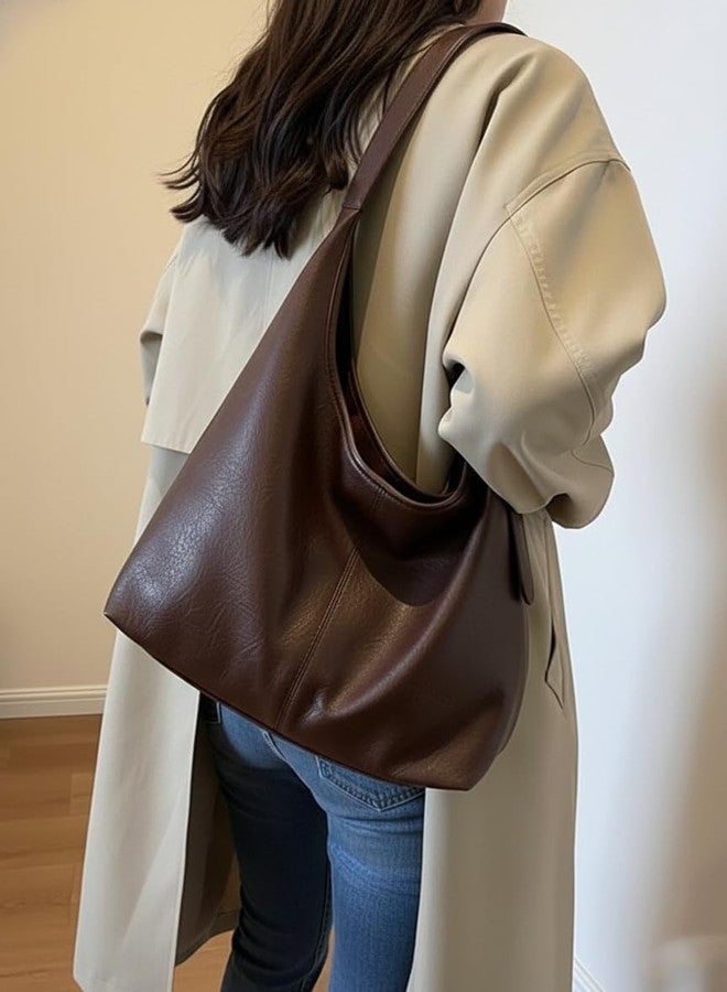 HaveGlam Women's Large Handbags/Hobo Bag | Soft Faux Leather Slouchy Shoulder Bag & Daily Use Tote Purse For Office, Collage-Brown - Image 5