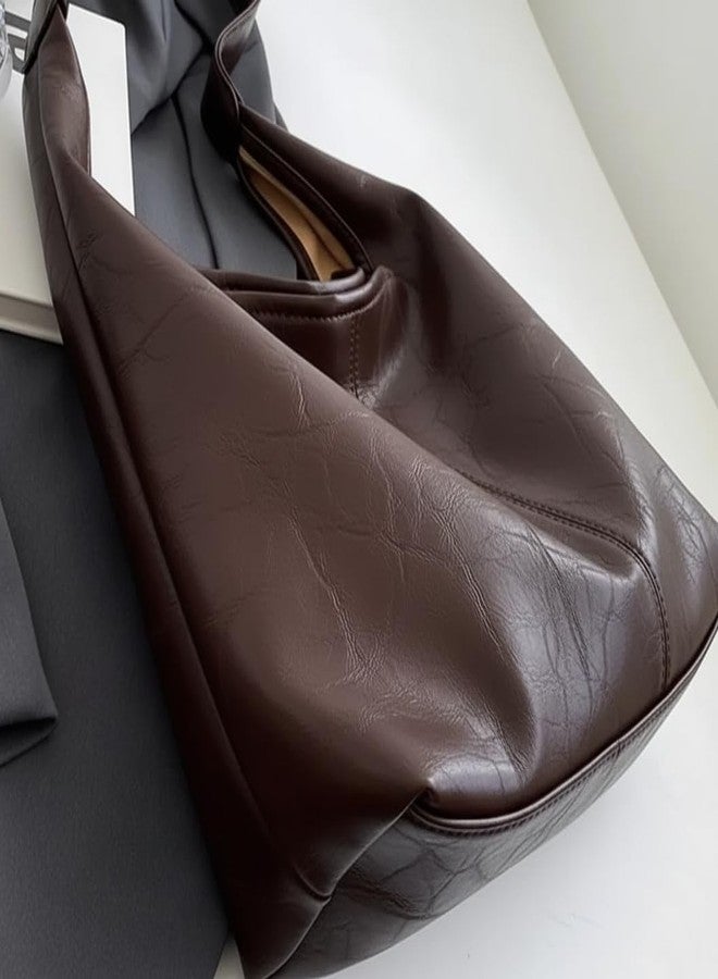 HaveGlam Women's Large Handbags/Hobo Bag | Soft Faux Leather Slouchy Shoulder Bag & Daily Use Tote Purse For Office, Collage-Brown - Image 4