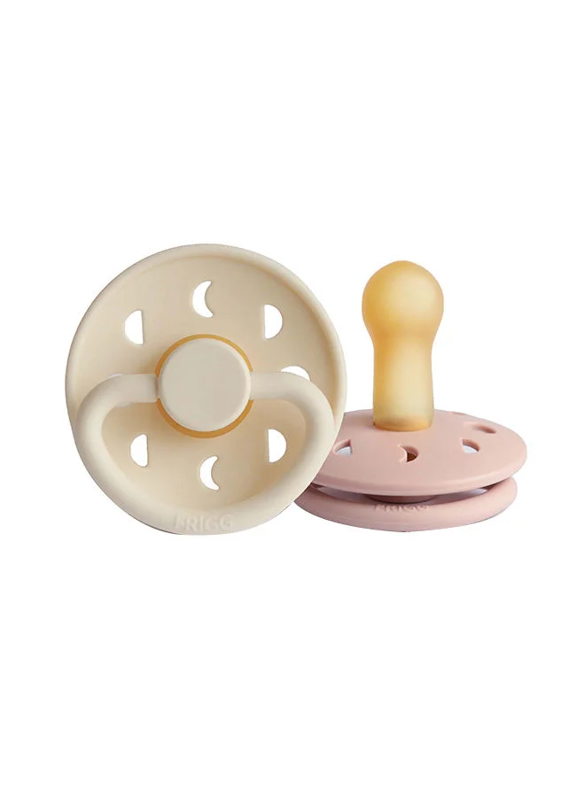 FRIGG Pack Of 2 Moon Phase Latex Baby Pacifier 6-18M, Blush/Cream - Size 2