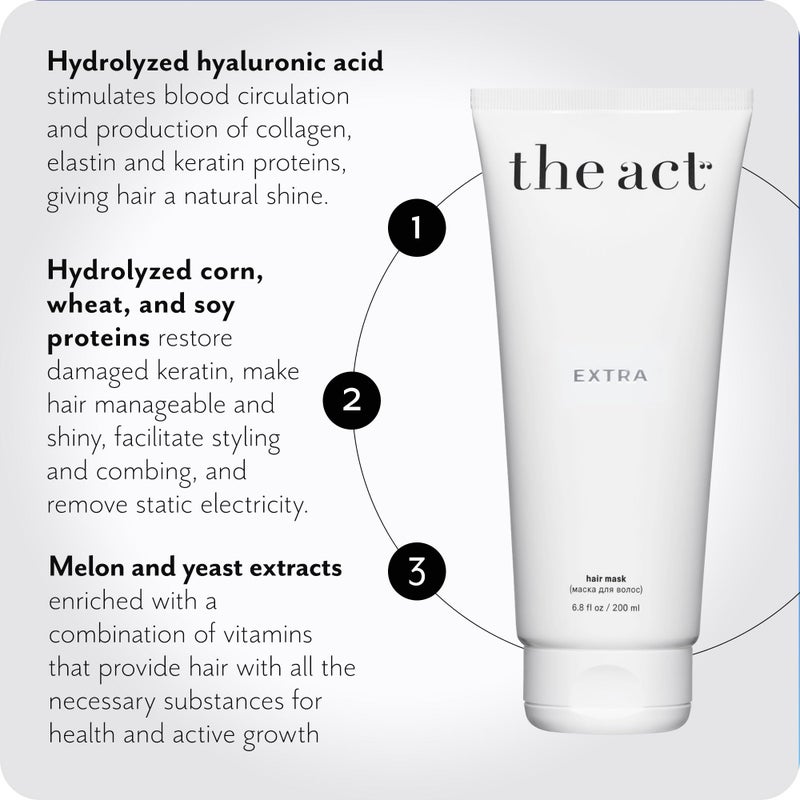 The Act Extra Nourishing Hair Mask with Argan Oil, Coconut Oil, Hyaluronic Acid - Intense Hydration, Repair for All Hair Types - Ideal for Curly and Damaged Hair - 6.8 Fl oz - Image 4