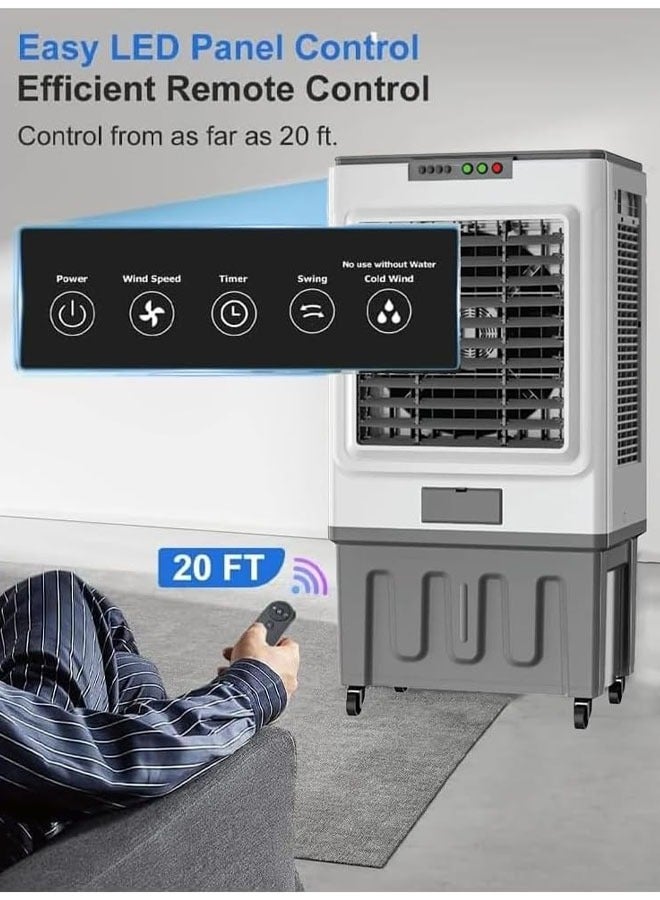 Cady One 60L Desert Air Cooler, Portable Desert Air Conditioner with Water Tank and 3-Speed ​​Adjustable Air Conditioning Fan, 250W - Image 4