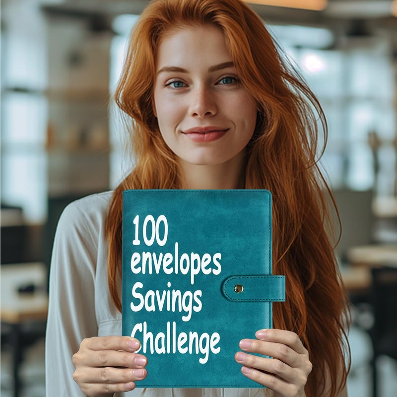 DONBAO 100 Envelopes Money Saving Challenge Binder, Fun and Easy Savings System to Save $5,050, $10,000, $500, $1,000, A5 Budget Binder Planner Book Tracker with Cash Envelopes, Guide (Blue) - Image 4