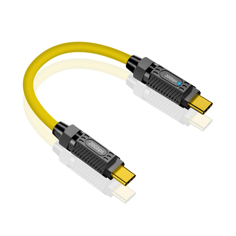 Poyiccot Short USB C to USB C Cable 6inch, 140W PD Fast Charging, 20Gbps Data Transfer, 8K@60Hz Silicone Type C Charger Cable Compatible with iPhone Android Galaxy S23, Yellow - Image 1