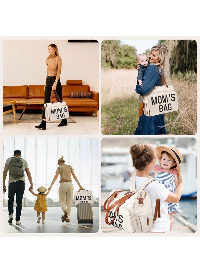 Pripher Mom‘s Diaper Bag 4 in 1 Diaper Baby Tote, Hospital Bag for Labor & Delivery, Large Waterproof Baby Travel Weekender with 3 Insulated Pockets, Beige - Image 1