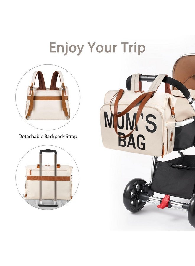 Pripher Mom‘s Diaper Bag 4 in 1 Diaper Baby Tote, Hospital Bag for Labor & Delivery, Large Waterproof Baby Travel Weekender with 3 Insulated Pockets, Beige - Image 4