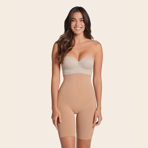 Leonisa Womens Seamless High Waist Shapewear with Thigh Compression,Beige,XS-S - Image 5