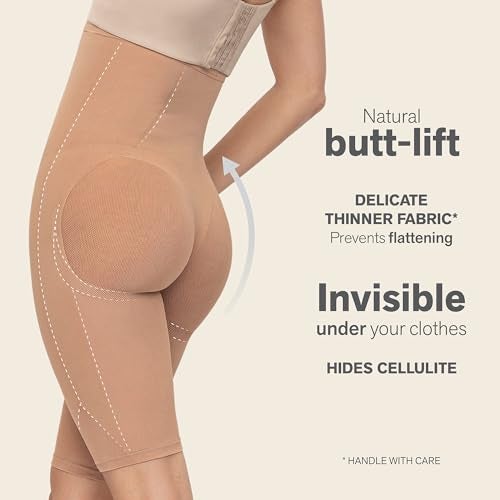 Leonisa Womens Seamless High Waist Shapewear with Thigh Compression,Beige,XS-S - Image 3