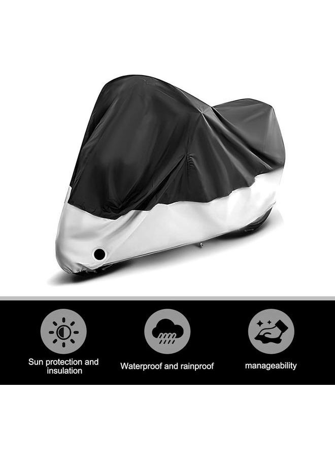 yongsheng Motorcycle Body Waterproof Cover,Waterproof Motorcycle Cover Shelter，245*105*125cm 190T Coated Cloth Sun Protection Heat Shield for Most Motorcycles, Bicycles (Black & Silver)  - Image 5