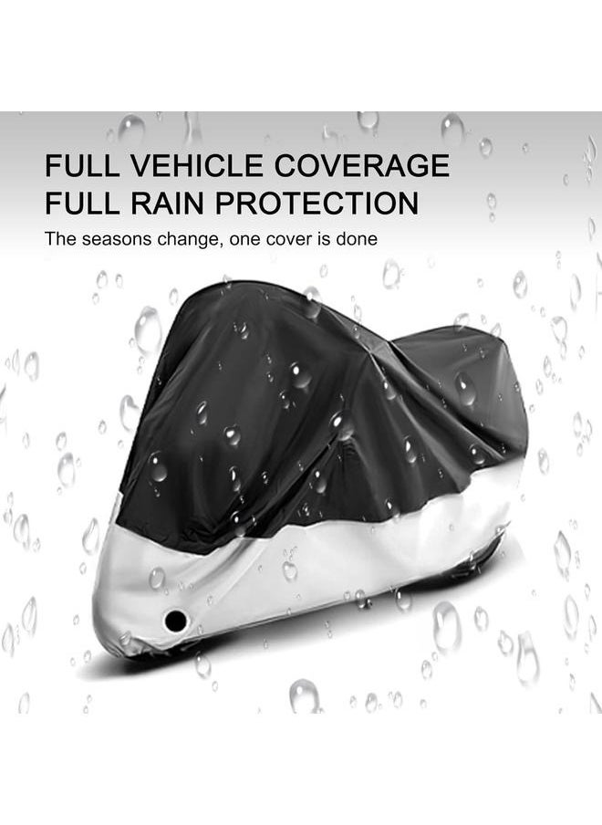 yongsheng Motorcycle Body Waterproof Cover,Waterproof Motorcycle Cover Shelter，245*105*125cm 190T Coated Cloth Sun Protection Heat Shield for Most Motorcycles, Bicycles (Black & Silver)  - Image 4