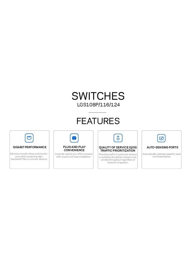 لينكسيس Business LGS108P 8 منافذ Gigabit PoE لسطح المكتب + محول غير مُدار I حاوية معدنية - Image 3