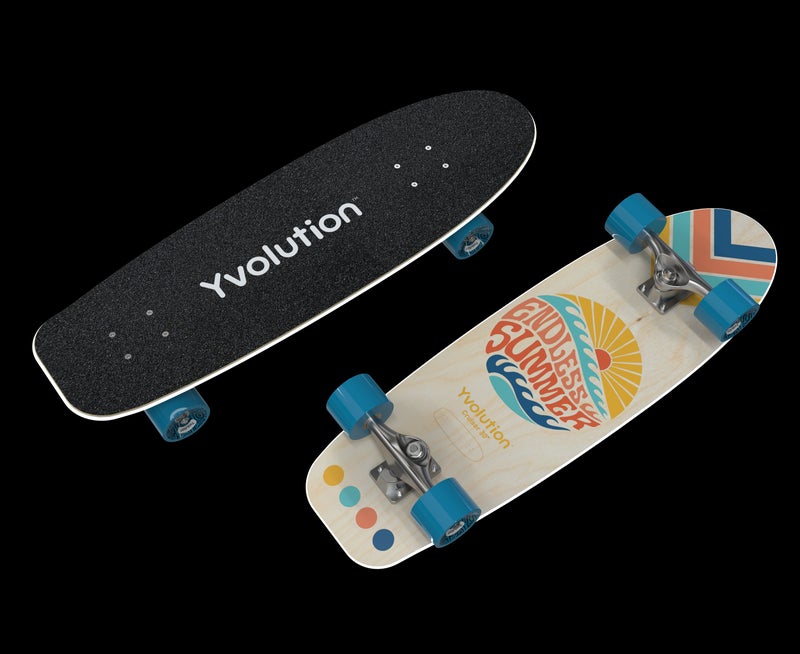 Yvolution Cruiser 30" Skateboard – Light-Up Maple Wood Deck with Dynamo Technology | Kids Age 5+, 60kg Max Weight, Vibrant Graphics – White (YS52W2) - Image 3