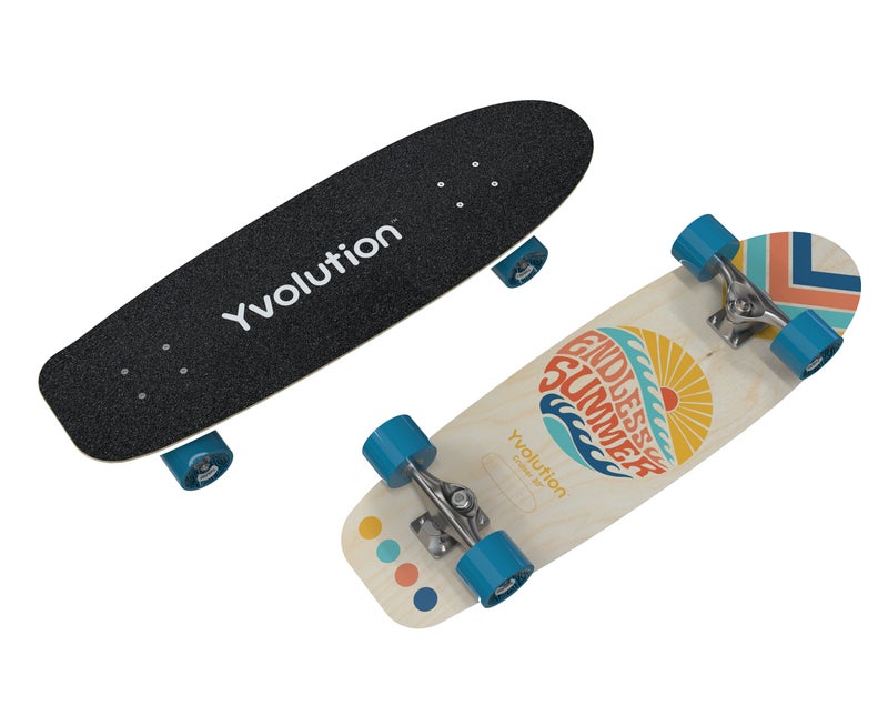 Yvolution Cruiser 30" Skateboard – Light-Up Maple Wood Deck with Dynamo Technology | Kids Age 5+, 60kg Max Weight, Vibrant Graphics – White (YS52W2) - Image 2