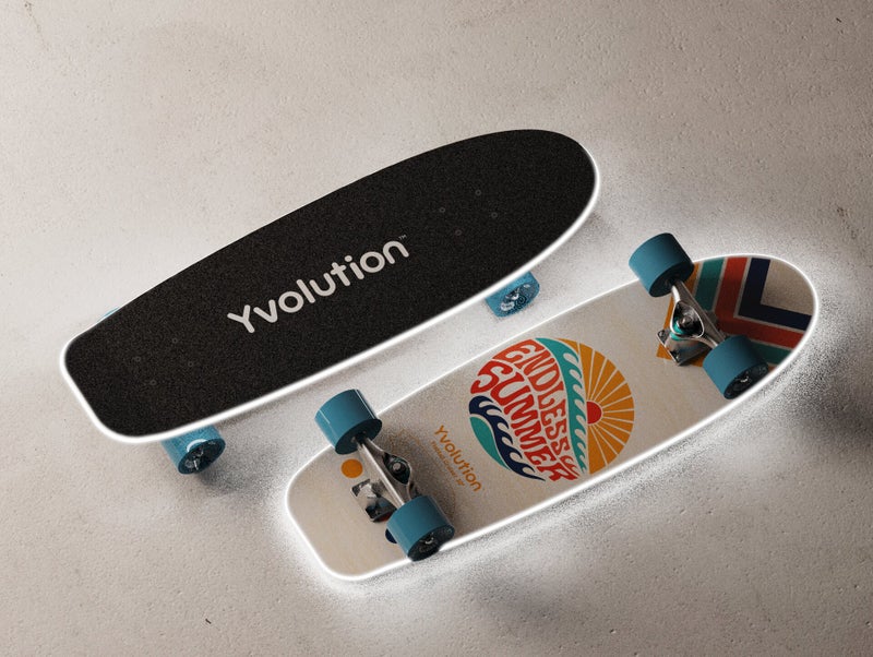 Yvolution Cruiser 30" Skateboard – Light-Up Maple Wood Deck with Dynamo Technology | Kids Age 5+, 60kg Max Weight, Vibrant Graphics – White (YS52W2) - Image 1