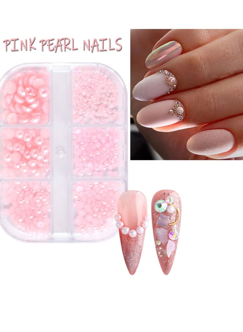 SYOSI لآلئ مسطحة لتزيين الأظافر، 5 صناديق بألوان مختلطة، لآلئ الأظافر لتزيين فن الأظافر، حبات نصف دائرية لمستلزمات فن الأظافر بحجم 1.5 مم-5 مم، تصميم لامع لآلئ الأظافر للنساء - Image 3