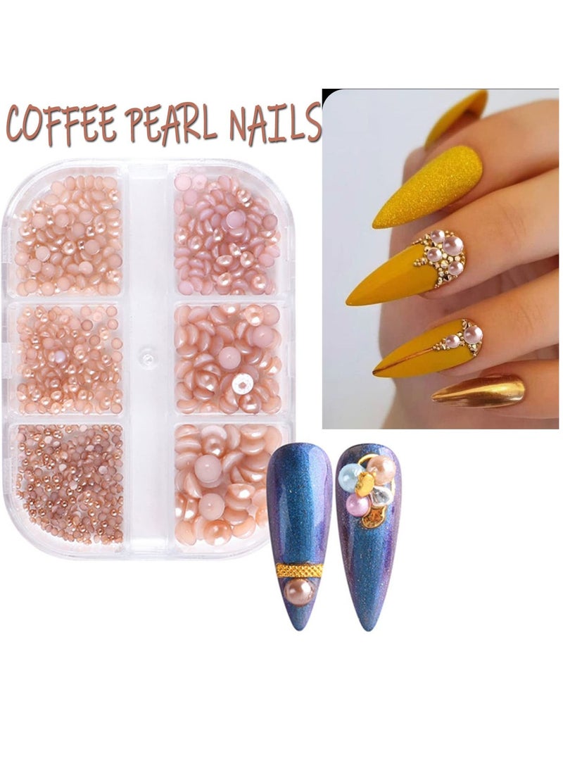 SYOSI لآلئ مسطحة لتزيين الأظافر، 5 صناديق بألوان مختلطة، لآلئ الأظافر لتزيين فن الأظافر، حبات نصف دائرية لمستلزمات فن الأظافر بحجم 1.5 مم-5 مم، تصميم لامع لآلئ الأظافر للنساء - Image 5