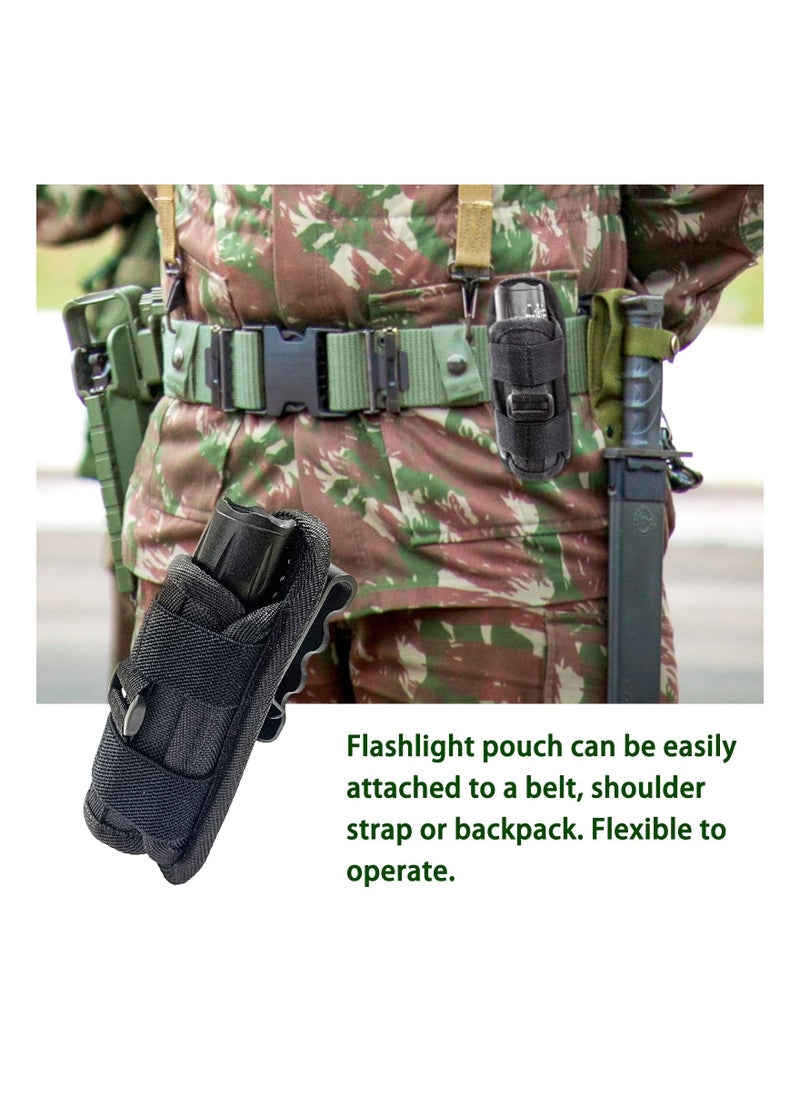 Rotatable Tactical Flashlight Pouch Holster, Durable Flashlight Holder with Belt Clip Tactical Torch Carry Case with 360 Degree Carabiner Reel Clip for Camping Hiking Climbing Hunting - Image 2