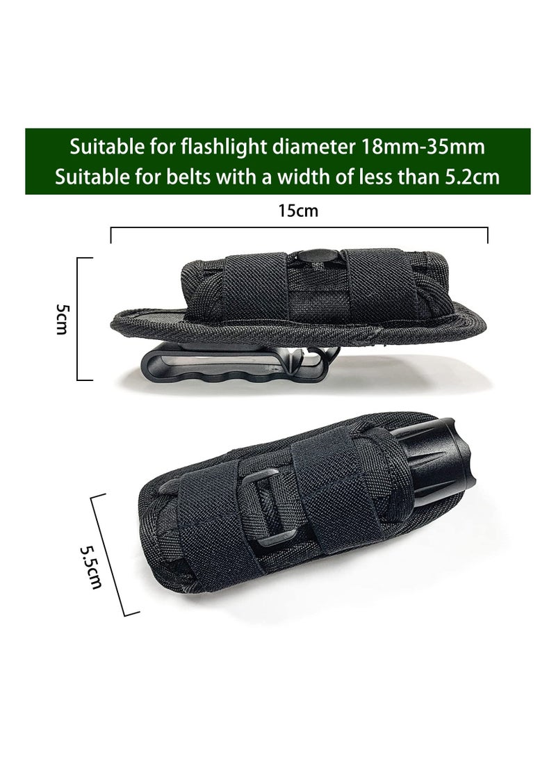 Rotatable Tactical Flashlight Pouch Holster, Durable Flashlight Holder with Belt Clip Tactical Torch Carry Case with 360 Degree Carabiner Reel Clip for Camping Hiking Climbing Hunting - Image 4