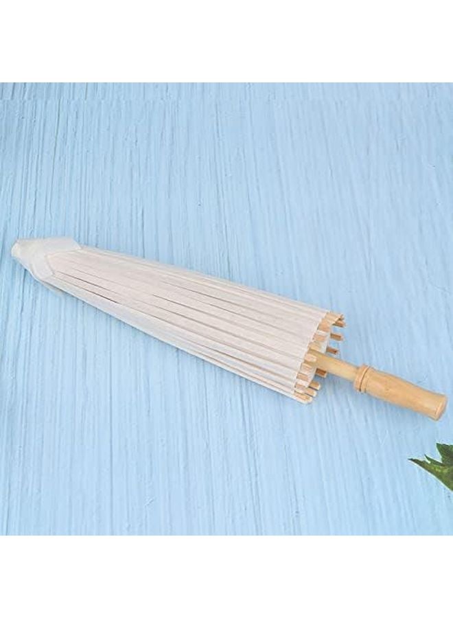 Chinese Style Handmade Paper Umbrella White 59cm Diameter Photography Prop Role Play - Image 2