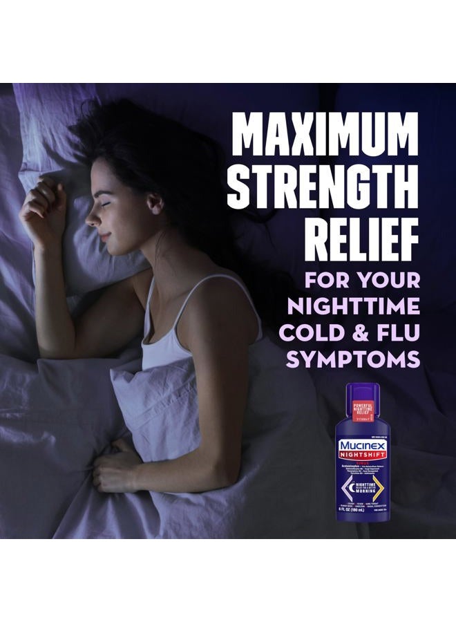 MUCINEX Nightshift Sinus, Cold And Flu Cough Medicine For Adults, Powerful Nighttime Sinus Medicine For Sinus Relief, Sore Throat Relief, Cough Suppressant & Nasal Decongestant For Adults, 6 Fl Oz - Image 2
