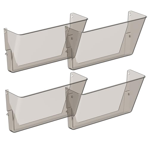 Gawerk Clear Acrylic Single Pocket Plastic Hanging Wall Mount File Holder for Office Home Gray 4 Pack - Image 1