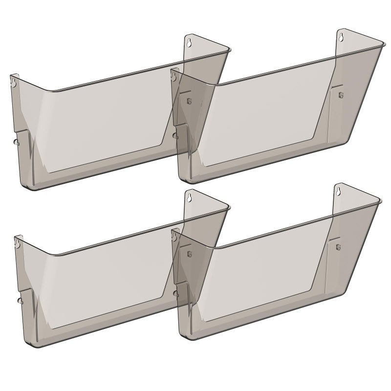 Gawerk Clear Acrylic Single Pocket Plastic Hanging Wall Mount File Holder for Office Home Gray 4 Pack - Image 2