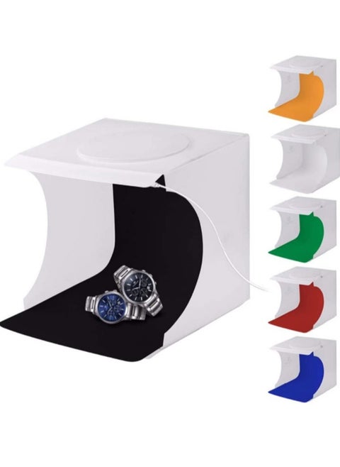 Mini Portable Foldable Photography Photo Studio Lightbox, 2X20 LED Lights and 6 Photographic Background, Light Perfectly Uniform, No Flicker No Shadow, 24 X 23 X 22 cm