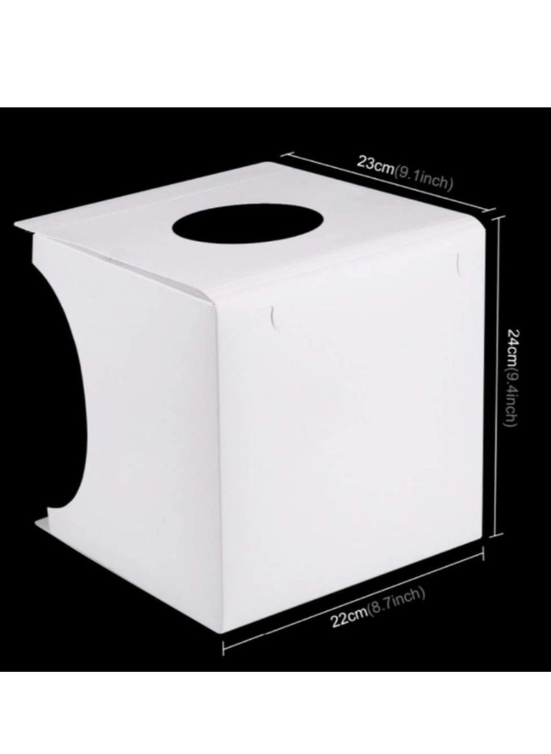 Generic - Mini Portable Foldable Photography Photo Studio Lightbox, 2X20 LED Lights and 6 Photographic Background, Light Perfectly Uniform, No Flicker No Shadow, 24 X 23 X 22 cm - Image 1