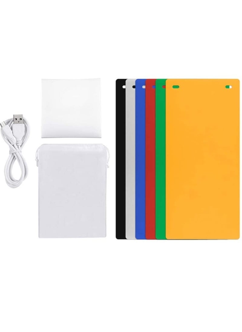 Generic - Mini Portable Foldable Photography Photo Studio Lightbox, 2X20 LED Lights and 6 Photographic Background, Light Perfectly Uniform, No Flicker No Shadow, 24 X 23 X 22 cm - Image 1