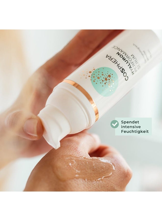 كوسفيرا سيروم هايالورون بيرفورمانس – علاج مرطّب عالي الجرعة نباتي مضاد للتجاعيد جل مركز من حمض الهيالورونيك للوجه والرقبة ومنطقة الصدر وتحت العين – 50 مل – صنع في ألمانيا - Image 5