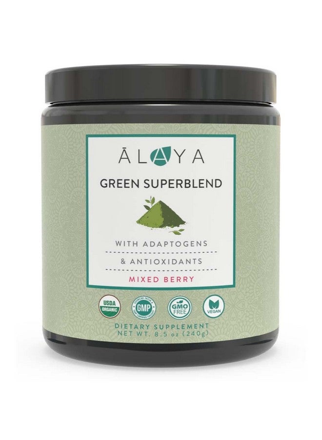 Alaya Organic Super Greens Powder Premium Green Juice Superfood Supplement Powder Adaptogens Antioxidants & Probiotics Blend Usda Organic Nongmo Vegan 30 Servings (Mixed Berry)
