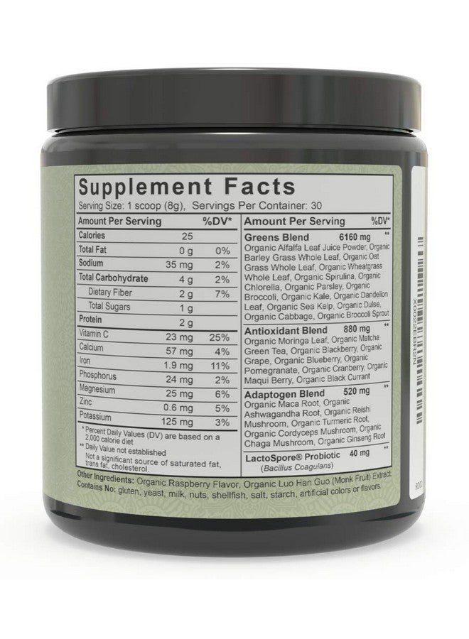 Alaya Organic Super Greens Powder Premium Green Juice Superfood Supplement Powder Adaptogens Antioxidants & Probiotics Blend Usda Organic Nongmo Vegan 30 Servings (Mixed Berry)