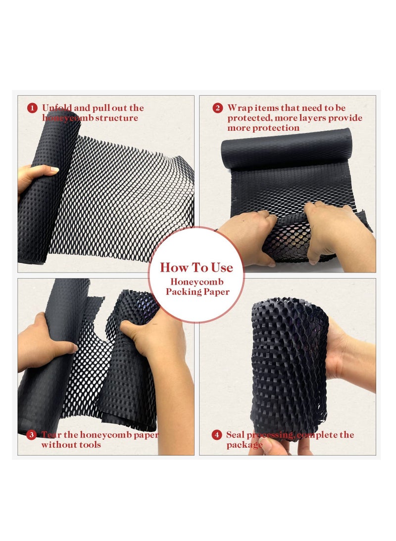 Honeycomb Packing Paper Roll 15" x 131"- Innovative and Eco-Friendly Cushioning Alternative for Fragile Items- Recyclable and Space-Saving Moving Supplies Protective Packaging Material(Black) - Image 5