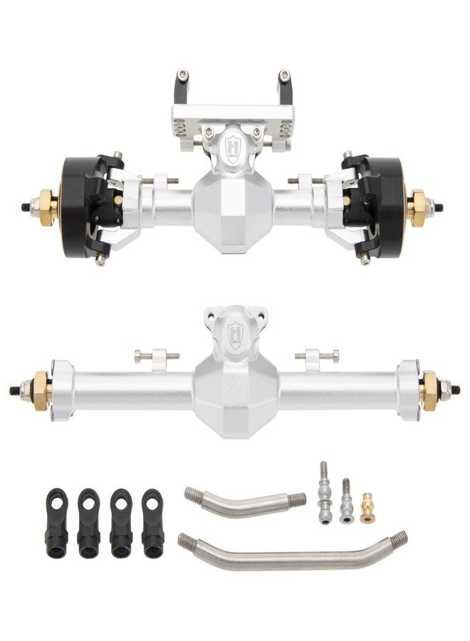 MEUS RACING محاور MEUS Racing Isokinetic ثلاثية الأقسام CVD أمامية وخلفية بزاوية توجيه قصوى 52 درجة، أوسع بمقدار 5 مم، لترقية سيارات Axial SCX24 Deadbolt C10 JLU Gladiator Bronco 1/24 RC Crawler (أمامي وخلفي - فضي) - Image 1