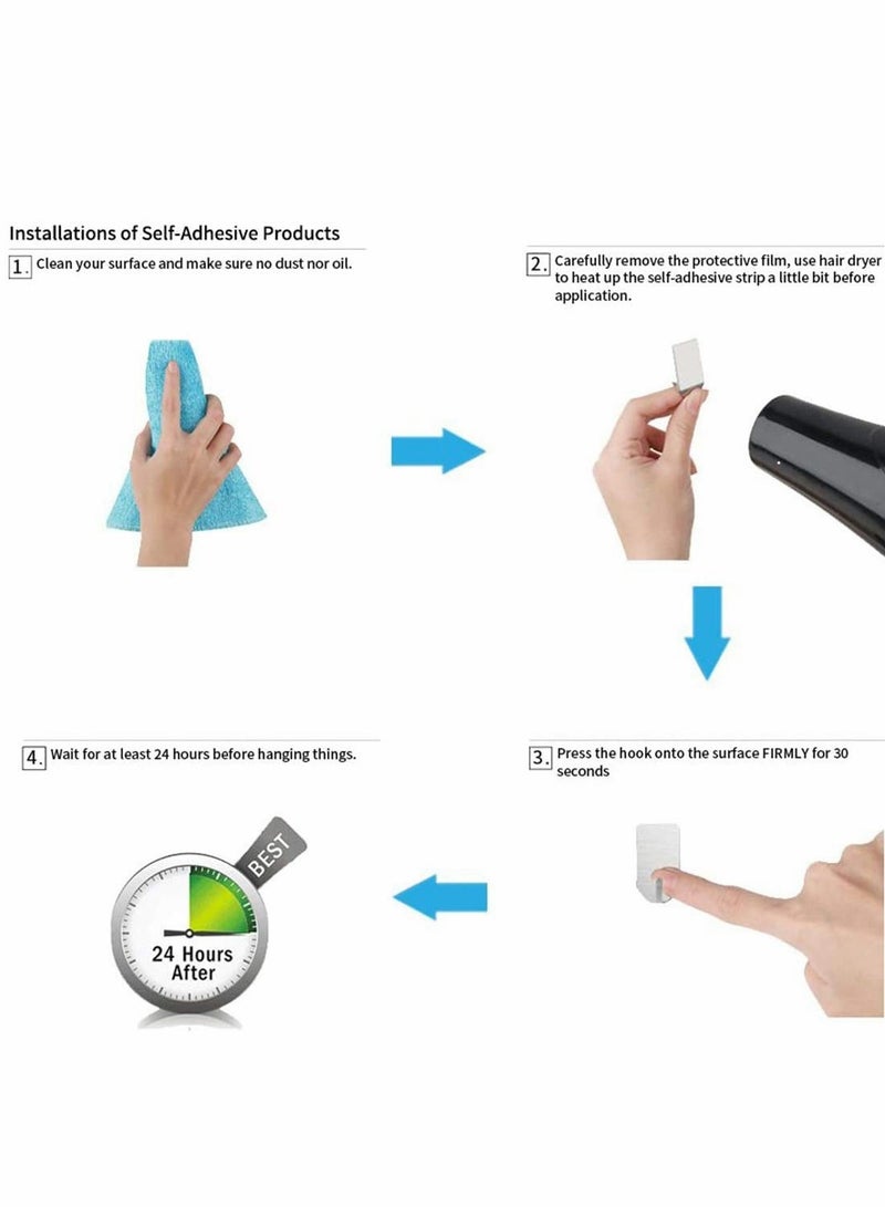 Towel Holder, No Drilling Self Adhesive Towel Holders Hook Rack Towel Hangers Hand Towel Hook Tea Towel Holders Wall Mount for Bathroom Kitchen Required Kitchen Shower, 2 Pack - Image 3