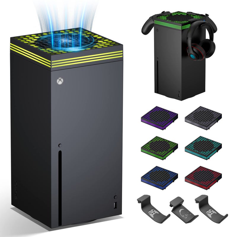 ZAONOOL مروحة تبريد ZAONOOL لجهاز Xbox Series X - نظام مروحة علوية عالية السرعة مع 13 وضع إضاءة RGB LED، ضوضاء منخفضة، مقاومة للغبار، تحافظ على برودة جهاز Xbox الخاص بك، تناسب الوضع الأفقي أو العمودي، باللون الأسود - Image 1