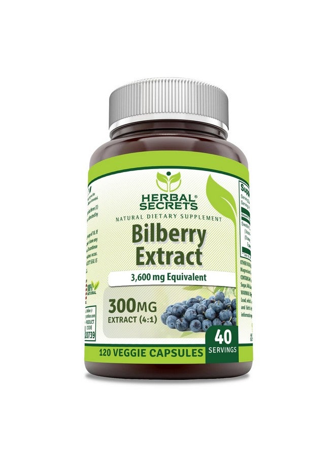 Herbal Secrets Bilberry Extract 300 Mg | 4:1 Extract (3600 mg Equivalent) | Veggie Capsules | Non-GMO | Gluten-Free | Made in USA (120 Count) - Image 1
