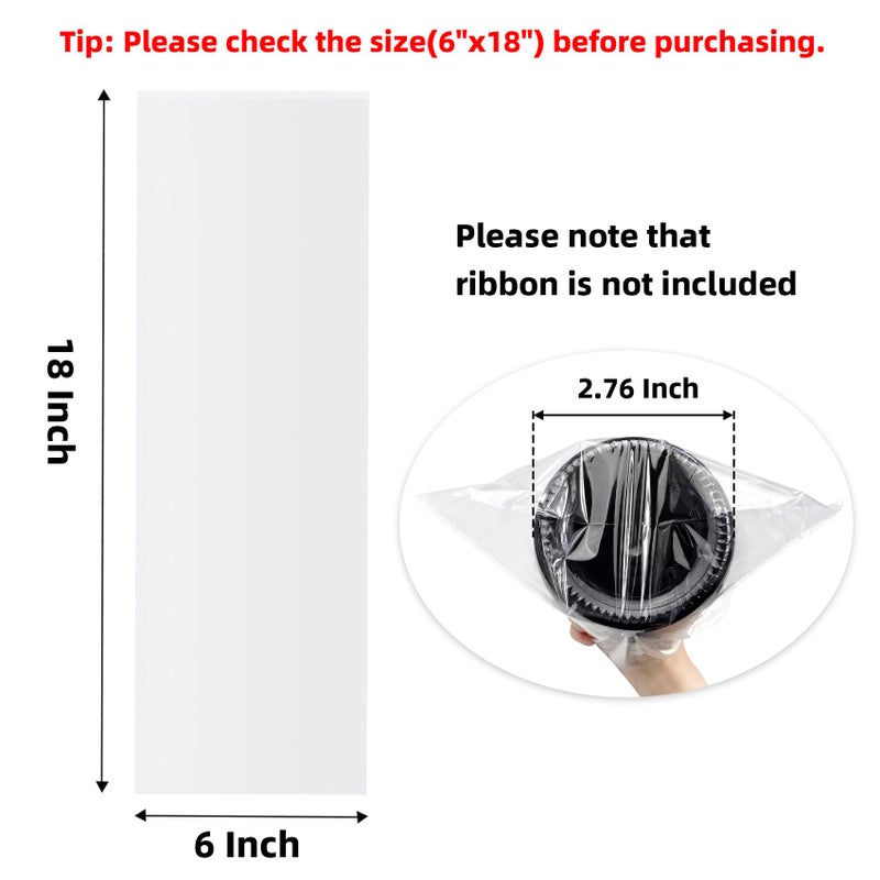 Morepack Cellophane Bags for Wine Bottles,6x18 Inches 50Pcs Clear Wine Gift Cello Bags With Twist Ties (Flat, No Gusset) - Image 2