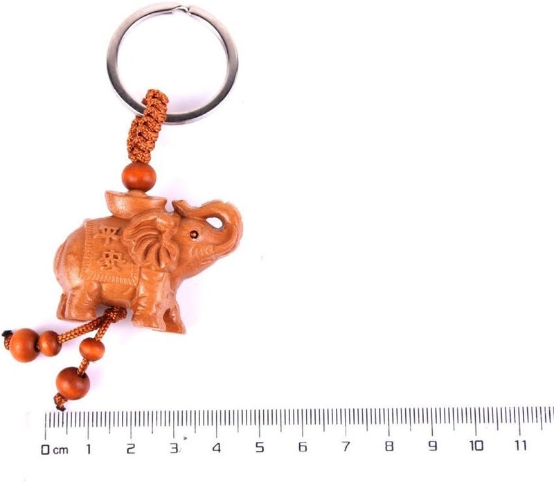 Hyning Reizteko Hand Carved Wooden Elephant Key Ring,keychain, Key Holder Keychain - Image 3