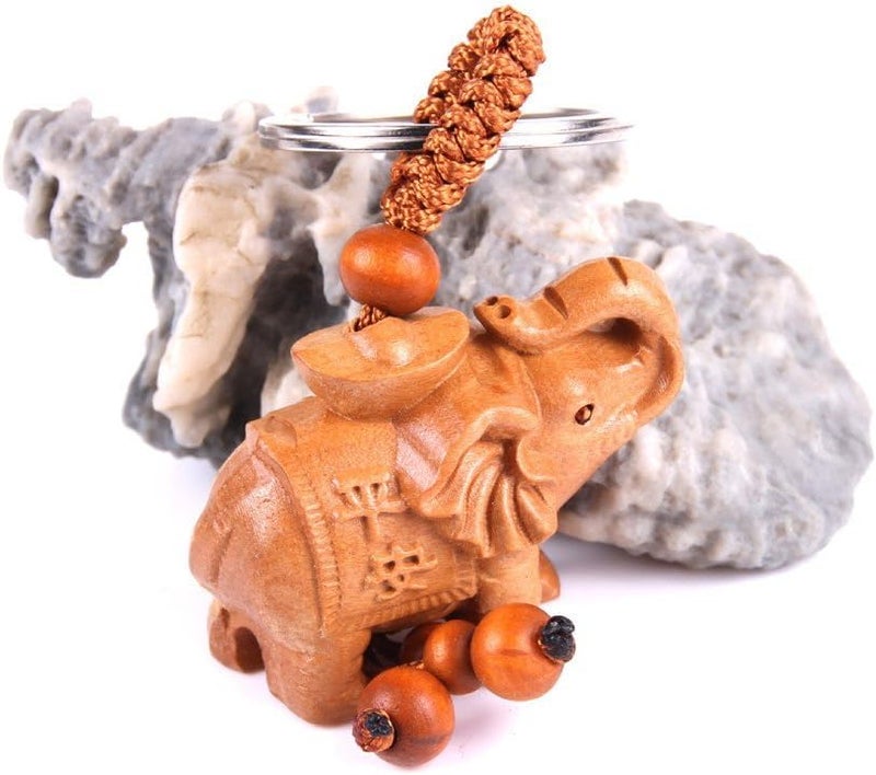 Hyning Reizteko Hand Carved Wooden Elephant Key Ring,keychain, Key Holder Keychain - Image 2