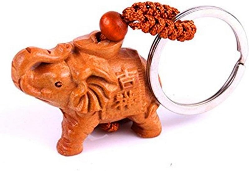 Hyning Reizteko Hand Carved Wooden Elephant Key Ring,keychain, Key Holder Keychain - Image 1