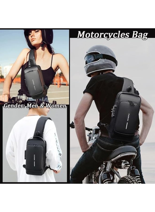 UNISEX Sling Shoulder Backpack USB Charging Sport Sling Anti-Theft Shoulder Bag, Waterproof Crossbody Bags Chest Daypack for Hiking Cycling Travelling Outdoor - Image 3