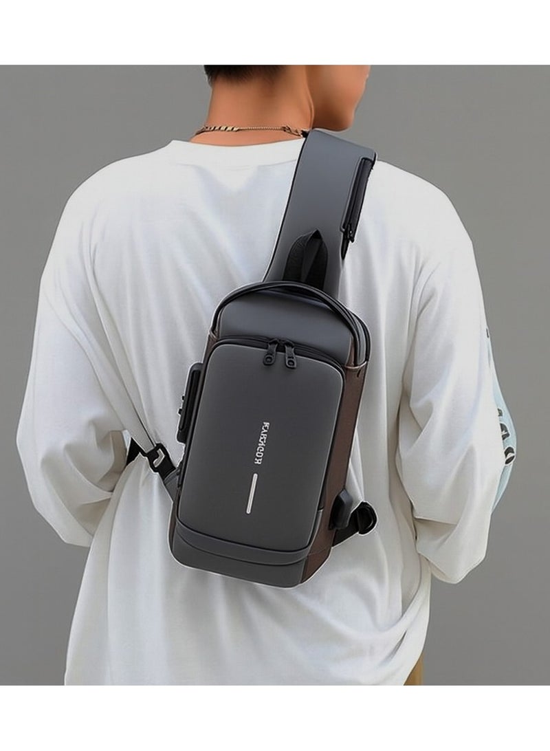UNISEX Sling Shoulder Backpack USB Charging Sport Sling Anti-Theft Shoulder Bag, Waterproof Crossbody Bags Chest Daypack for Hiking Cycling Travelling Outdoor - Image 2