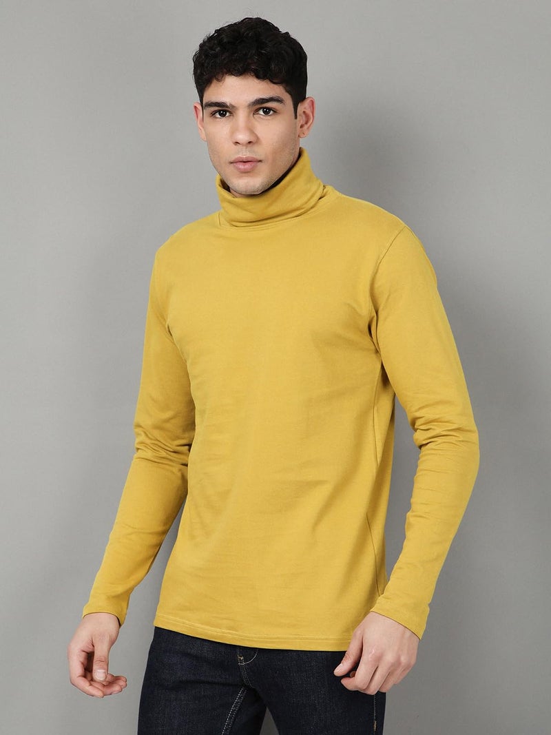 KRYPTIC Men’s Solid Turtleneck T-Shirt - 100% Cotton, Slim Fit, Full Sleeve, Stylish Winter Wear - Image 3