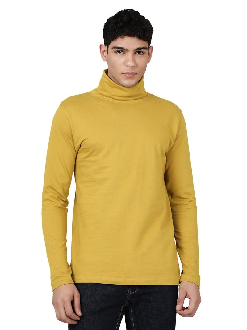 KRYPTIC Men’s Solid Turtleneck T-Shirt - 100% Cotton, Slim Fit, Full Sleeve, Stylish Winter Wear - Image 1