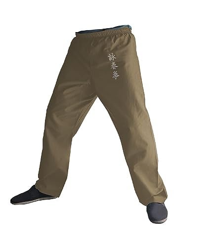 TAO TA0 Kung Fu Pants Martial Arts Kimono for Men and Women, Wing Chun Trousers Cotton 100% (Wing Chun, Beige, Size S) - Image 1