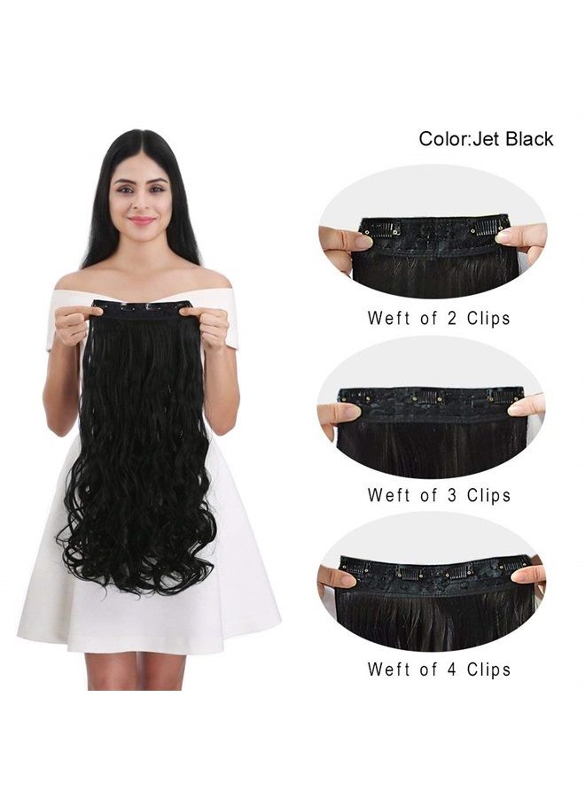 REECHO 24" Curly Wavy 4 Pieces Set Thick Clip in on Hair Extensions Dark Brown - Image 5