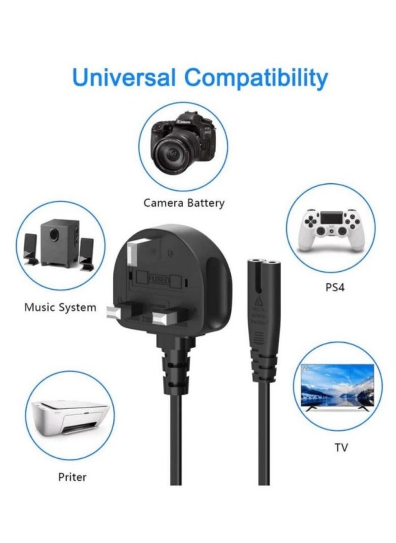 2 Prong AC Power Cord Cable for Samsung LG TCL Sony TV Compatible HP Printer PS3 PS4 PS5 UK AC Wall Plug  - Image 4