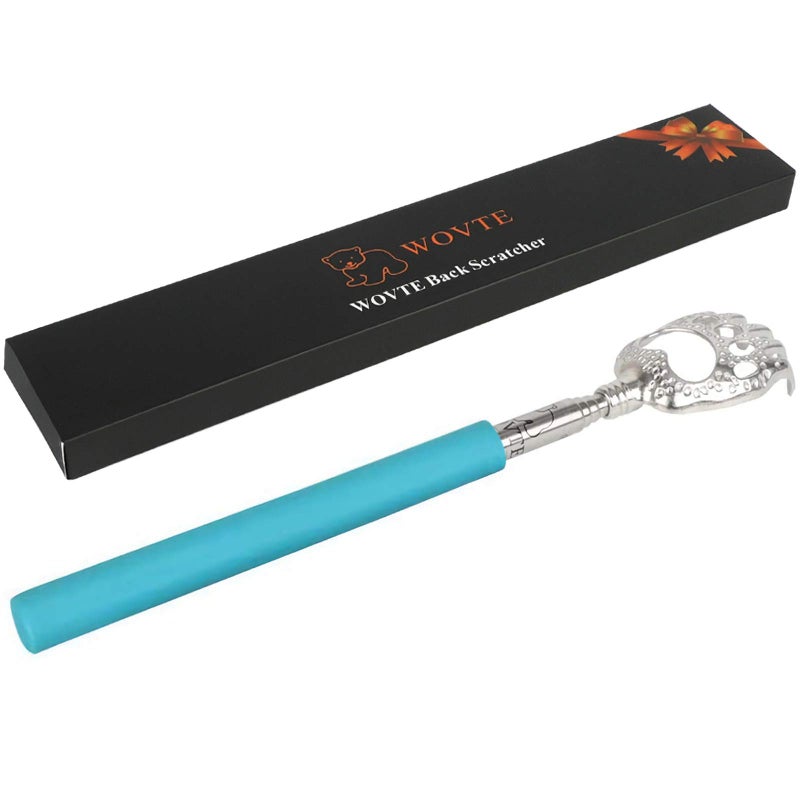 WOVTE Bear Claw Telescopic Back Scratcher Blue Christmas Gifts Stocking Stuffers for Men Women Adults Mom Dad Husband Wife