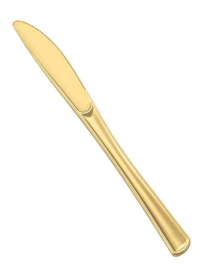 N9R 72 Pack Gold plastic Knives, Solid, Durable and Heavy Duty Plastic Knives, Perfect Utensils for Parties, Weddings and other Formal Events - Image 1